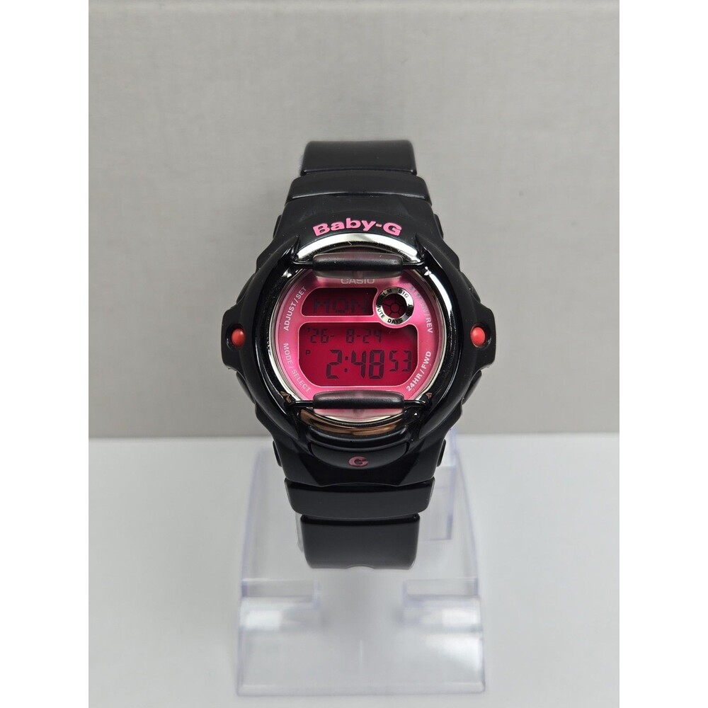 Casio Baby G Womens Black Pink Digital Alarm 43mm Watch Y2K LCD New Battery
